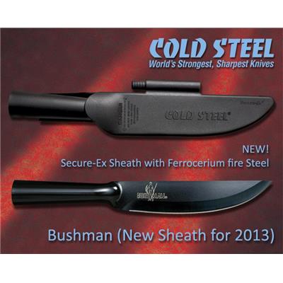 Couteau de Survie Cold Steel Bushman Secure-Ex Firesteel Acier SK-5 + Etui Secure-Ex + Fire Start CS95BUSK - Free Shipping