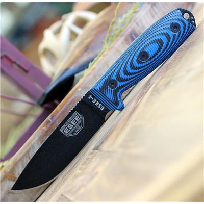 ES4PB008 Couteau ESEE ESEE-4 Black Acier 1095 Carbon Manche Blue/Black G10 Made USA - Livraison Gratuite