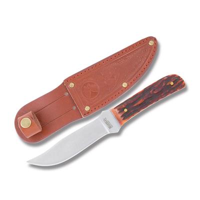 Couteau De Chasse Marbles Stag Bone Lame Acier 440 Manche Os Etui Cuir MR403 - Free Shipping