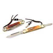 Couteau Rough Rider Dog Bone Muskrat 2 Lames Manche Os + Sifflet Ultrason RR1185 - Free Shipping