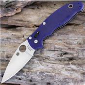 Couteau Spyderco Manix 2 Acier CPM S110V Manche Dark Blue G-10 Made USA SC101GPDBL2 - Free Shipping