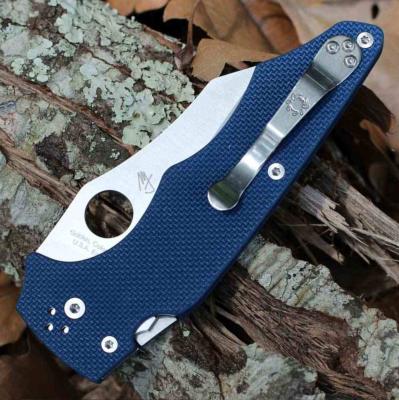 SC253GPCBL Couteau Spyderco YoJumbo Lame Acier CPM SPY27 Wharncliffe Manche  Cobalt Blue G10 Compression Lock USA -  Livraison Gratuite