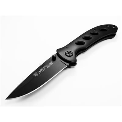 Couteau SMITH&WESSON OASIS Lame & Manche Acier Titane Black Cran d'Arrêt SW423B - Free Shipping