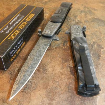 Lot de 3 Couteau Tac Force Stiletto A/O Imitation Damas Manche Abs Façon Perle TF428DMB - Free Shipping