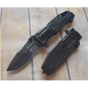 Couteau USMC Tanto A/O Rescue Acier Carbone/Inox Manche Alu Lanterne USMA1056BK - Free Shipping