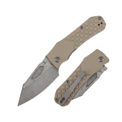 B1058A3 Couteau TENABLE Loki Lame Acier Damas Water Ripple Manche G10 Marron Liner Lock - Livraison Gratuite
