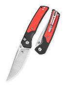 BTKMK16A  Bestechman Icebreaker – Couteau pliant Button Lock Lame Acier D2 Satin Manche Black Aluminum & G10 Red - Livraison Gratuite