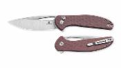 BTKMK18C  Bestechman Whalefin | Couteau Pliant Lame Drop Point Acier D2 Satin/Stonewash | Manche Brown G10 Button Lock - Livraison Gratuite