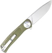 CBTSCTGRVOD — Couteau Cobratec Knives EDC Scout Button Lock Lame Acier VG-10 Drop Point Satinée Manche Grivory Vert OD Livraison Gratuite