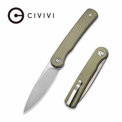 CIVC20010BB Couteau Civivi Stylum Lame Acier 10Cr15CoMoV Stonewash Manche Micarta Olive Slip Joint – Livraison Gratuite