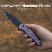 CIVC240913  CIVIVI Kitefin – Couteau pliant Button Lock Lame Acier 14C28N Black Manche Purple Aluminum - Livraison Gratuite