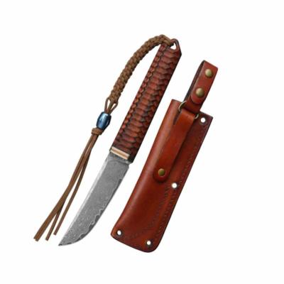 CRSZHD0401B Critical Strike | Couteau Fixe EDC | Lame Tanto Damas VG10 | Manche Bois de Dalbergia | Étui Cuir - Livraison Gratuite