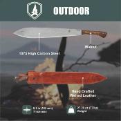 CTK2012175HC Machette Condor Indigenous | Lame 44 cm Acier Carbone 1075 | Manche Noyer & Housse Cuir - Made in El Salvador - Livraison Gratuite