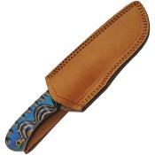 DM1334 Couteau Damas Blue River Hunter Lame 256 Couches Etui Cuir - Livraison Gratuite