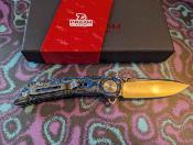 DTK3610MBL Dreamtech Linerlock Micarta Blue | Lame Drop Point Acier 14C28N Sandvik Satin | Manche Micarta Clip - Livraison Gratuite