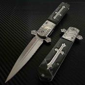 EE10A137BP ElitEdge Knight Warrior – Couteau pliant Linerlock Lame Acier 440C Satin Manche Marbled Synthetic - Livraison Gratuite