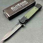 Lot de 3 EE10A96GN Couteau ElitEdge Stiletto | Lame Spear Point Acier 420C Black | Mitres Acier&Green G10 - Livraison Gratuite