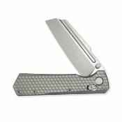 GEO2506A GEO Knife Noxiz – Couteau pliant Lame Acier M390 Sheepsfoot Manche Titane Gris Axis Lock - Livraison Gratuite