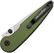 HTK06GRNS Couteau HIGHTRON Birdidi Lame Drop Point Acier D2 Manche Aluminium Vert Sécurité Button Lock -  Livraison Gratuite