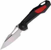 KETM075 Ketuo Griffin G10 Black-Red – Couteau Pliant Button Lock Lame Acier 14C28N Satin Spear Point Manche G10 Noir/Rouge – Livraison Gratuite