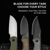 KI1092A1 Couteau Kizer Drop Bear Lame Clip Point Acier AEB-L Manche Micarta Noir Etui Kydex - Livraison Gratuite