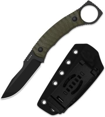 KI1115A1 Couteau Kizer Billy Bones Lame Acier AEB-L Manche Olive G10 Lame Fixe Housse Kydex - Livraison Gratuite