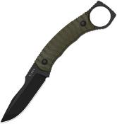 KI1115A1 Couteau Kizer Billy Bones Lame Acier AEB-L Manche Olive G10 Lame Fixe Housse Kydex - Livraison Gratuite