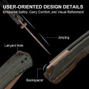 KIV34902BA2 Kizer T1 BD Button Lock – Couteau lame Nitro-V Sunset Metal PVD 8,1 cm, manche Norplex Ultrex Micarta gris, clip – Livraison Gratuite