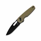 KIV3640A2 Couteau Kizer Dogfish | Lame Drop Point Acier Nitro-V Manche G10 Vert Olive Button Lock - Livraison Gratuite