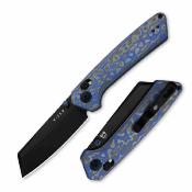 KIV3693A4 Kizer Madrac  – Couteau Lame Acier Nitro-V Black Reverse Tanto Manche Vortex Micarta Blue Clutch Lock – Livraison Gratuite