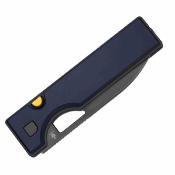 V3708A3 Couteau Kizer Little Ringbo | Lame Drop Point Acier AEB-L Gray Stonewashed | Manche Blue Aluminum Button Lock - Livraison Gratuite