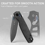 KIV3789A1 Kizer Pokiman CD – Couteau Lame Acier AEB-L Gray SW Drop Point Manche Micarta Black Clutch Lock Thumb Stud Clip – Livraison Gratuite