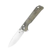 KIV5458C2 Couteau Kizer Begleiter XL Green Micarta Lame Acier 154CM Button Lock IKBS - Livraison Gratuite