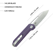KUB321U Couteau Kubey Royal Purple G10 Lame Acier 14C28N IKBS - Livraison Gratuite