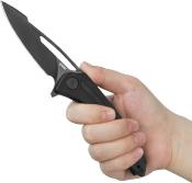 KUB345T — Couteau Kubey Merced Linerlock Black Lame Acier 14C28N Stonewash Noir Manche Plaquettes G10 Noir Clip de Poche Livraison Gratuite