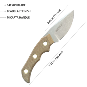 KUB376B Couteau Kubey Willumsen DP Hunter Brown Lame Acier 14C28N Beadblast Etui Kydex - Livraison Gratuite