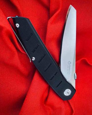 MAS374G10N Couteau Pliant Maserin AM-6 Made in Italy | Lame Sheepfoot Acier D2 | Frame Lock & Manche G10 Black & Acier - Livraison Gratuite