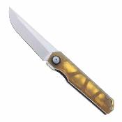 MAXMM482C Couteau Maxace Baby Racoon V | Lame Acier 10Cr15CoMoV Satin | Manche PEI Ambre | Livraison Gratuite