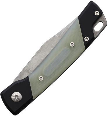 MER9LUCG10NC — Couteau Mercury LUC Lame Acier Elmax Clip Point Stonewash Manche Aluminium Noir et G10 Jade Slip Joint Italie - Livraison Gratuite