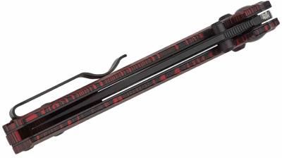 OKNRUBATOBKRD Couteau Oknife Rubato Rail Lock Lame Tanto 154CM Noire Manche G10 Noir/Rouge Damascus – Livraison Gratuite