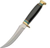 PA203489 Couteau Black Tiger Hunter Lame Clip Point Acier Inox Manche Résine Fourreau Cuir - Livraison Gratuite