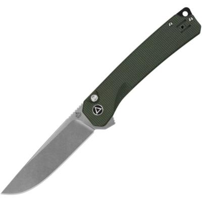 QS139XLC Couteau Pliant QSP Osprey XL Lame Acier D2 Manche Micarta Vert Button Lock - Livraison Gratuite
