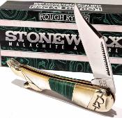 RR2033 Couteau Rough Rider Small Leg Lame Clip Point Acier 440A Inoxydable Manche Malachite et Nacre - Livraison Gratuite