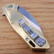 RR2179 Couteau Rough Ryder Brass Lame D2 Manche Laiton - Livraison Gratuite