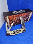 RR2575  Couteau Rough Ryder Whittler Clip Point Acier 440 Manche Black Stag-Bone Slip Joint - Livraison Gratuite