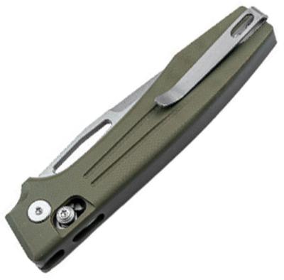 RS7191SG — Couteau Real Steel Vena Lame Acier Nitro-V Drop Point Stonewash Manche G10 Vert OD Crossbar Lock - Livraison Gratuite