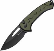 S24082A2 Couteau SENCUT Squiggy Lame Acier 9Cr18MoV Manche en G-10 Noir/Vert Pivot Button Lock - Livraison Gratuite