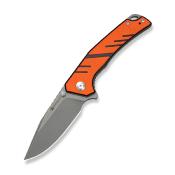 S250991 — Couteau SENCUT Quirk Lame Acier D2 Clip Point Gray Stonewashed Manche Plaquettes G10 Orange et Noir Liner Lock Flipper Thumb Stud - Livraison Gratuite