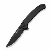 S251022 Sencut Ingot Black | Couteau Lame Acier D2 Black Clip Point | Manche Aluminium | Button Lock | Livraison Gratuite