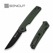 S251122 — Couteau Pliant Sencut Stria Lame Acier D2 Noir (59-61HRC) Manche Plaquettes Green Canvas Micarta Flipper Thumb Stud Livraison Gratuite